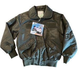 Pre-Flight by FlyBoys Kids Dark Green Flight Jacket Size Large NWT